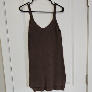 Dynamite Army Green Taupe Ribbed Knit Tank Dress